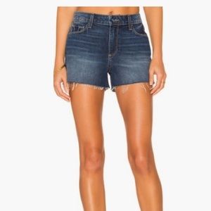 PAIGE Margot High Rise Denim Shorts Titus Destructed Wash / Dark Cutoffs